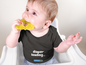 Diaper Loading - Soft Baby Onesie - White Font