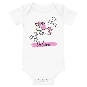 Believe in Unicorns - Baby Girl Soft Onesie