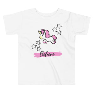 Believe in Unicorns - Girl's Toddler Short Sleeve Tee