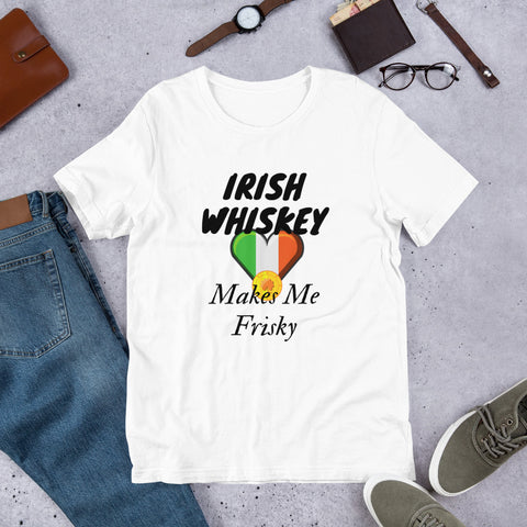 Frisky Irish Whiskey - Short-Sleeve Unisex T-Shirt - Black Font