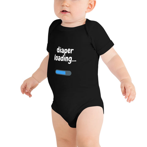 Diaper Loading - Soft Baby Onesie - White Font