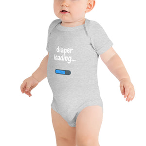 Diaper Loading - Soft Baby Onesie - White Font